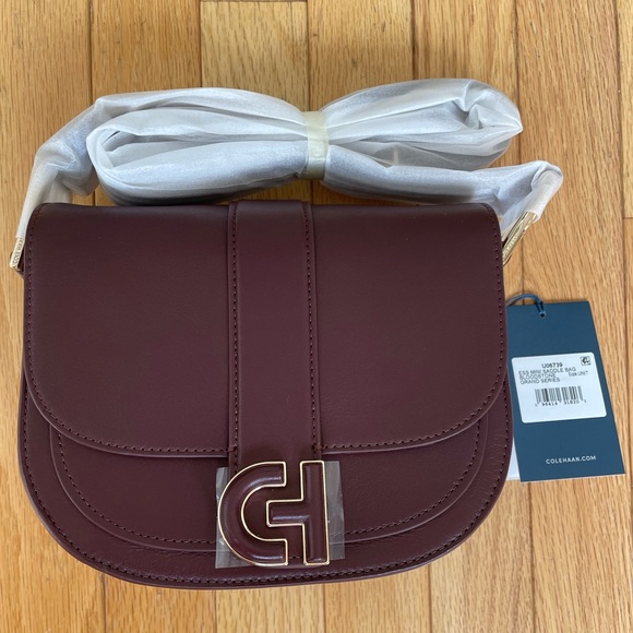 NWT Cole Haan Essential Mini Saddle Bag Bloodstone - Picture 1 of 5